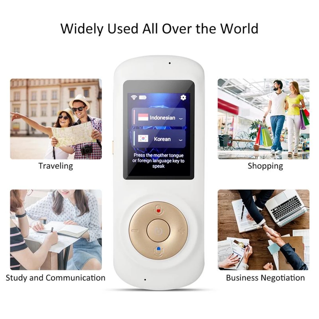 T2S – appareil de traduction vocale instantanée, avec WiFi, écran tactile intelligent de 2.4 pouces, pour l&#39;apprentissage, les voyages et les affaires