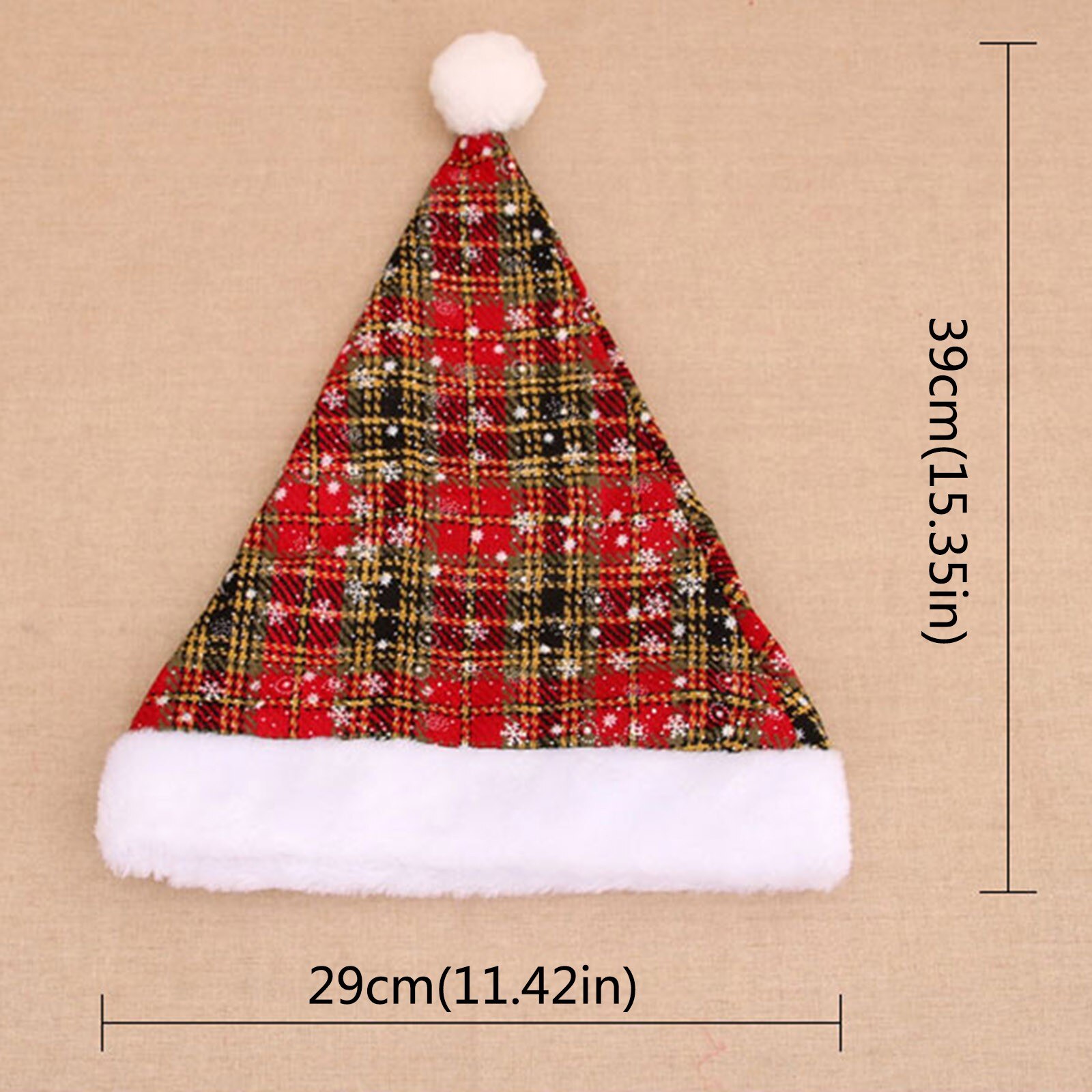 1PC Christmas Hat Plaid Santa Hat and Traditional Red for Christmas Costume Party Retro Classic Cosplay Cap новый год шапки