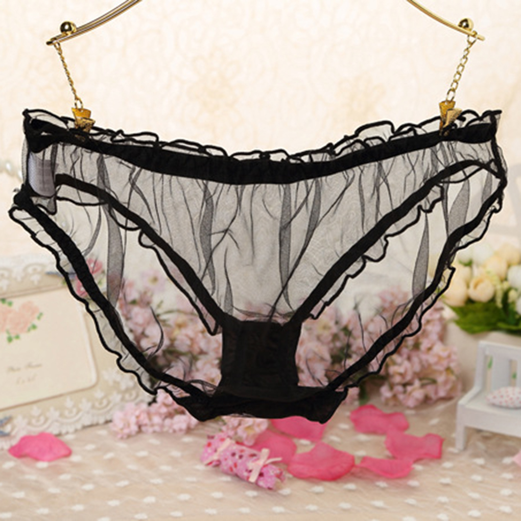 Slip Transparent pour femme filles dame culotte à volants bord maille tentation sous-vêtements: 3