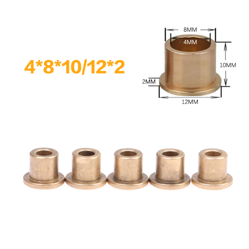 5Pcs Flanging Self-Lubricating Bearing Powder Metallurgy Oil Copper Bushing Guide Sleeve With Stepped Flange Hardware: Orange