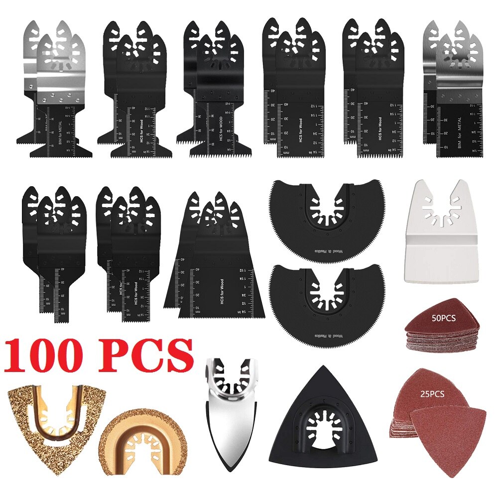 Universal Oscillating Multi Tool Saw Blade Quick Release Dewalt for Renovator Power Tool Wood Cutting 10-121Pcs/Set: 100PCS-2