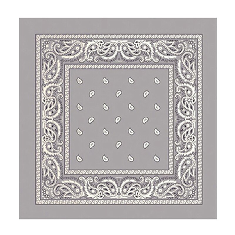Hiphop katoenen bandana vierkante sjaal 55cm*55cm zwarte rode paisley hoofdband bedrukt voor dames/heren/jongens/meisjes kledingaccessoires: Lichtgrijs