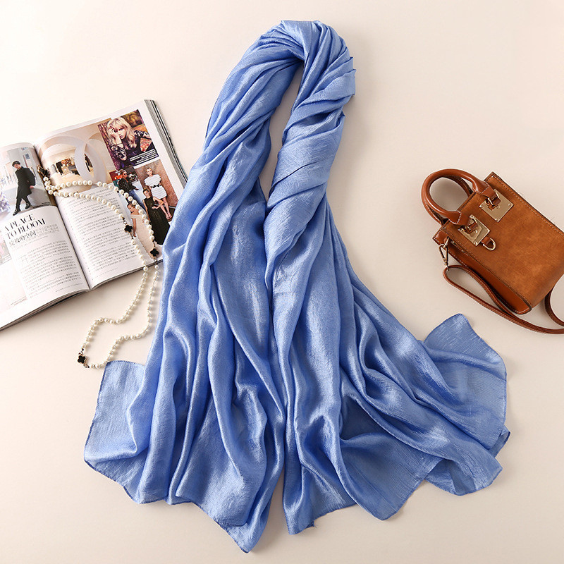 2023 de lujo bufanda de para mujer liso seda liné chales bufandas verano señora pañuelos Pashmina Foulard Hijab 180*90Cm