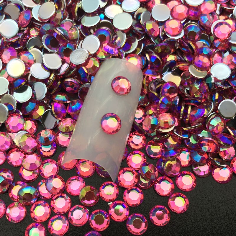 60 stuks/pak 5mm diy 3d nail art acryl ronde glitter strass steentjes plaat uv gel polish tips edelsteen sticker manicure decal decoratie: 08