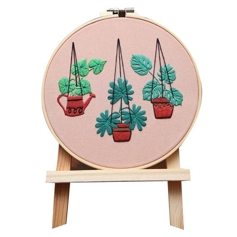 Embroidery Starter Kit Basic Cross Stitch Set Flower Plants Patterns Stamped Embroidery Kits for Beginners Adults Kids 87HA: Pour planting