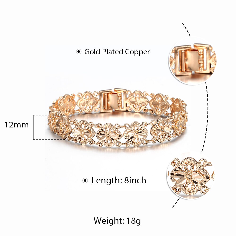 585 Rose Gold Bracelet Bangle for Women Cut Out Carved Flower Heart Oval Wristband Jewelry Party Jewelry LCBM04: Heart CB34