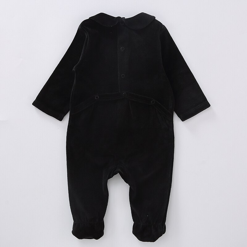 Ropa de bebé recién nacido, peleles de terciopelo para niños, footies negros, ropa de terciopelo, Pelele de mangas largas para niño y niña, 0 a 24 meses