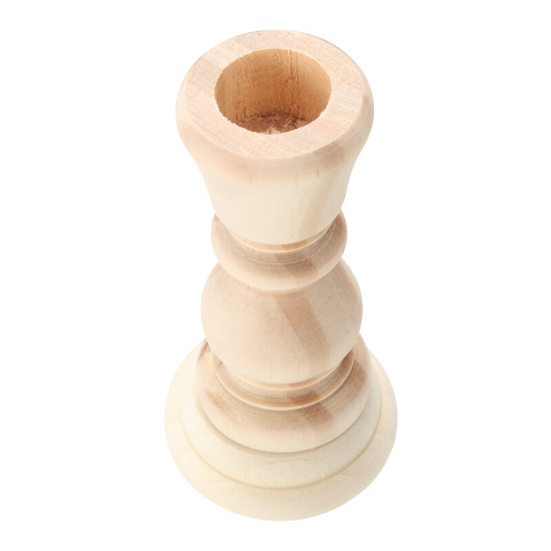 1Pcs Art Wooden Candlesticks Holder Vintage Western Candle Candelabrum Unpainted For DIY Painting Party Dinner Table Decor