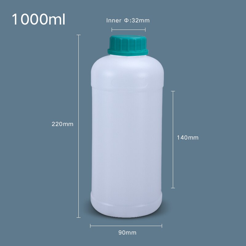 Plastic Bottle with Blue Cap HDPE Material Storage Container for Liquid Reagent Food Grade Sample Bottle: 1000ML Translucent A