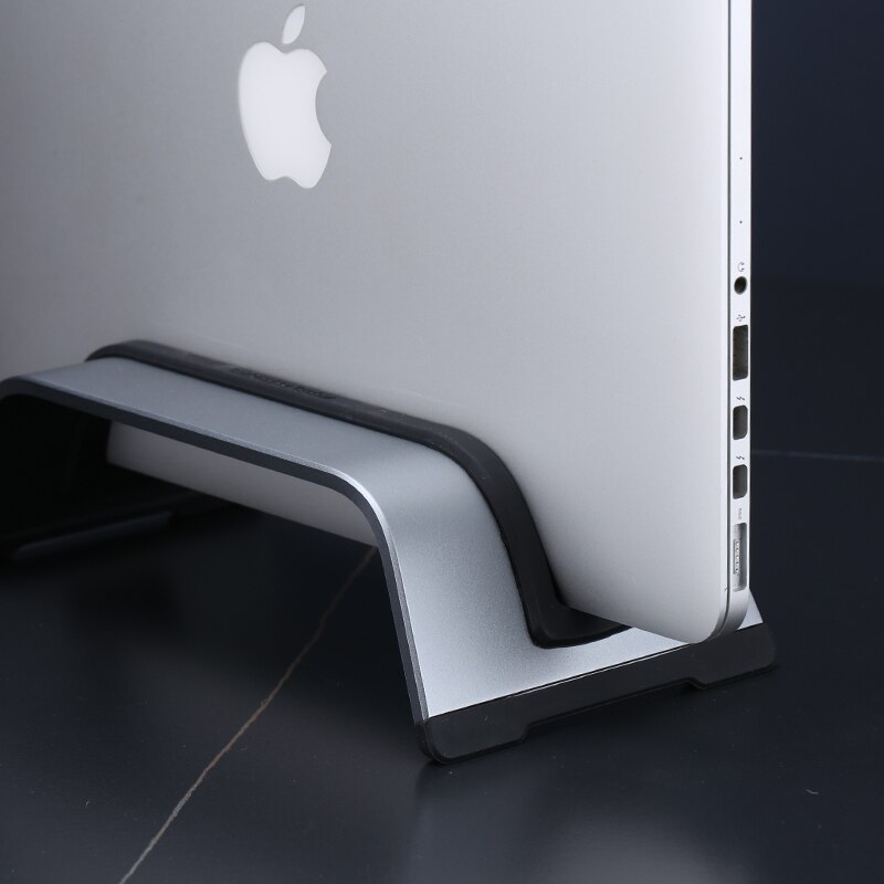 vertical laptop stand mobile height aluminium macbook vertical stand Space-Saving portable multifunctional black