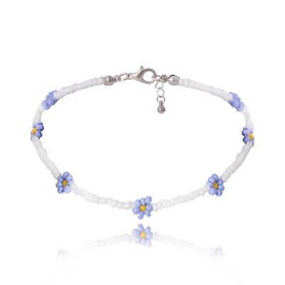 AOMU Bohemian Charm Summer Sweet Girl Colorful Flower Small Daisy Beaded Bracelet for Women Female Party Jewerly: 14 necklace