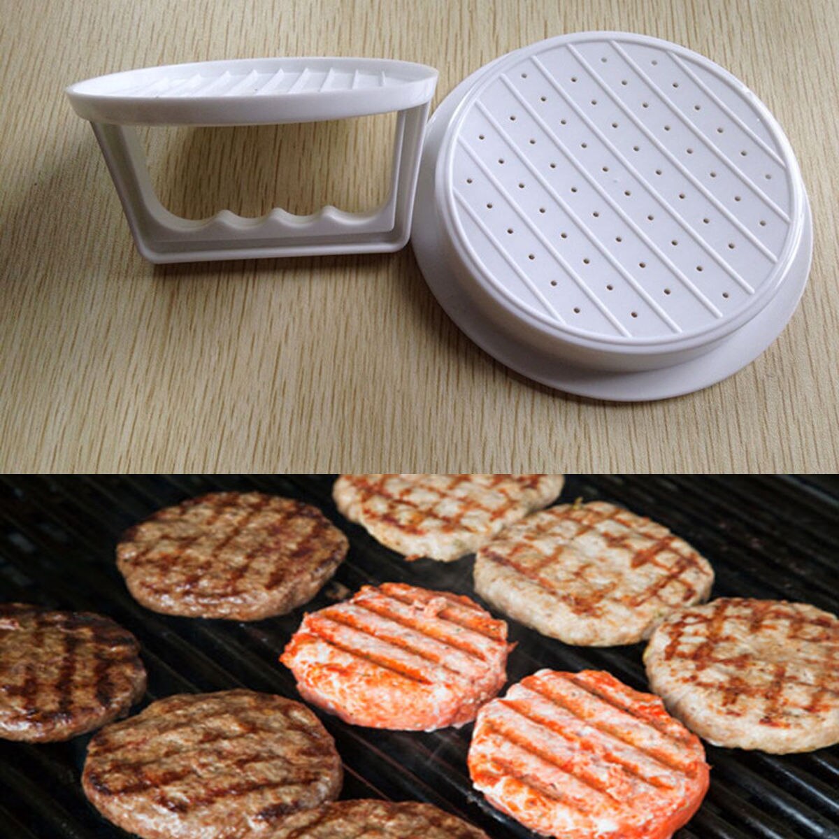 1 Set Ronde Vorm Hamburger Druk Food-Grade Plastic Hamburger Vlees Rundvlees Grill Burger Druk Patty Maker Mold Mould keuken Tool