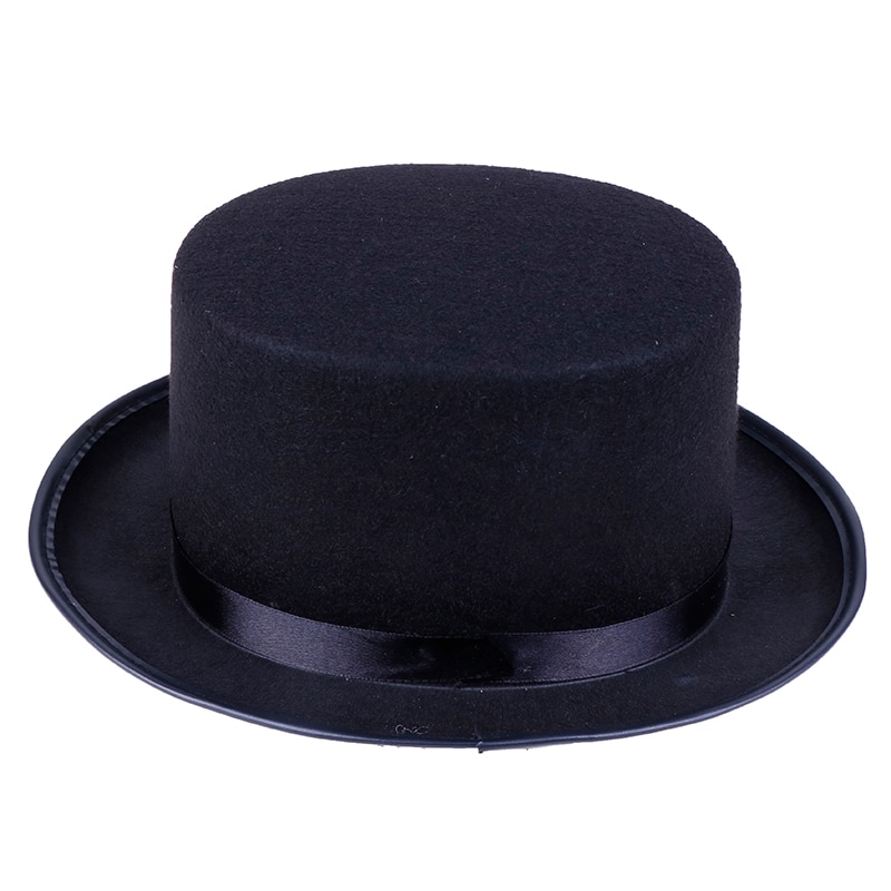 Black Top Hat Magician Hat Costume - Gentlemen Tuxedo Formal Headwear - Ringmaster Hat for Theatrical Plays Musicals