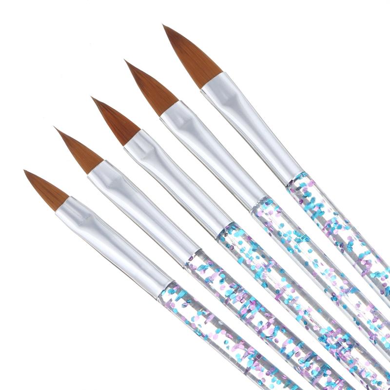 5 stk akryl nail art børste værktøj uv gel negle krystal pen fransk negle blandede farver gravering negle kunst lak diy negle tegning
