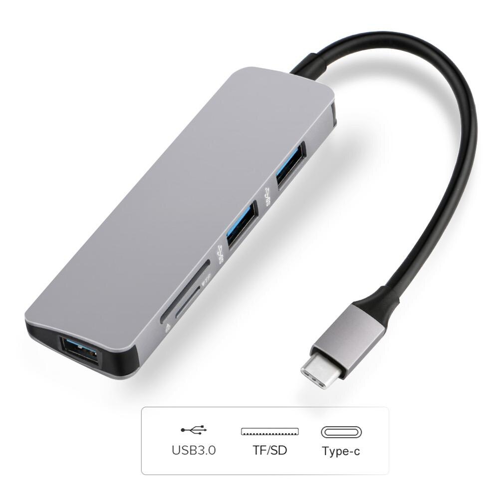 5 in1 usb c hub usb-c til hdmi micro sd / tf kortlæser adapter til macbook samsung galaxy  s9/s8 huawei  p20 pro type c usb 3.0 hub: Tc tf sd