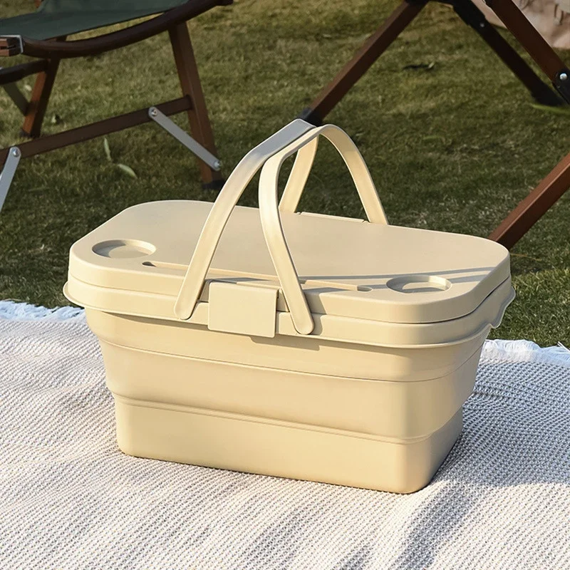 Picknick korb große Kapazität tragbare vielseitige faltbare wasserdichte Aufbewahrung lögesungen für Camping Ich bin Freien zu Hause Camping korb: Schokolade