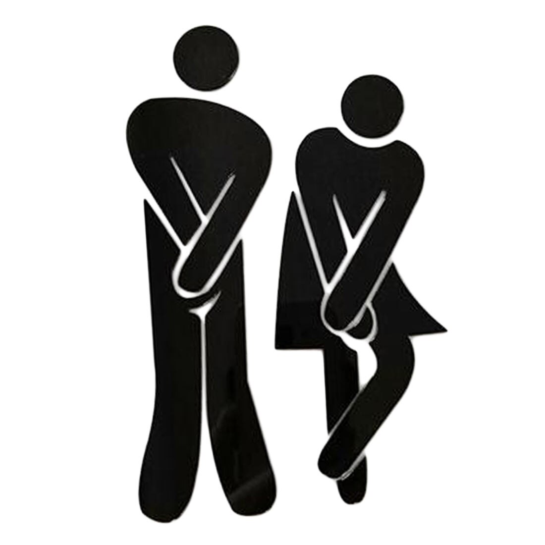 3D Acryl Badkamer Spiegel Stickers Vrouw & Man Wc Teken Spiegel Muursticker Home Hotel Washroom Deur Teken Spiegel Sticker: B Black