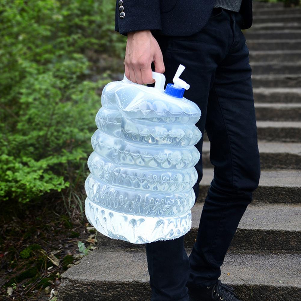Contenedores de agua portátiles, cubo de agua plegable para acampar al aire libre, bolsa de almacenamiento de plástico, cubo de agua potable para acampar