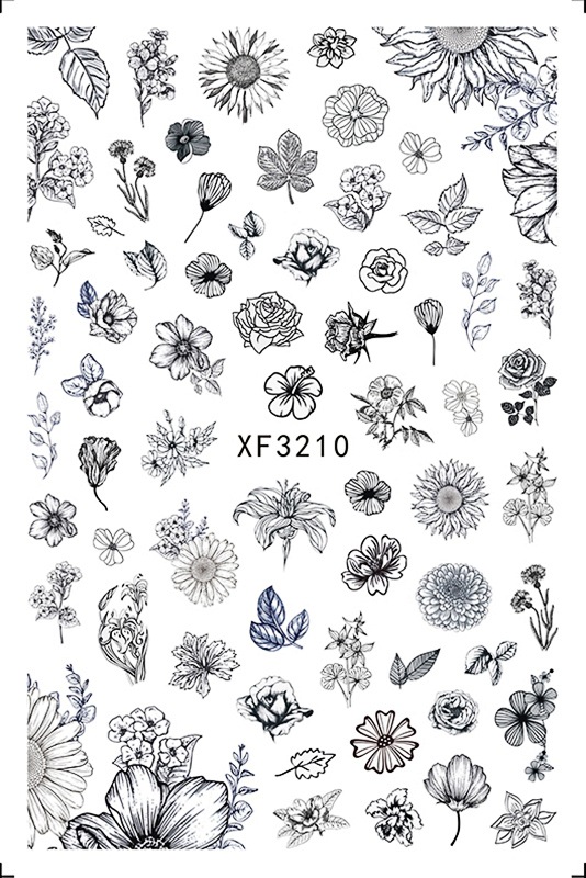 DIY Chinesische Neue Jahr Nagel Aufkleber Selbst Klebe Japanischen Decals Tipps Leopard Frühling Lavendel Nagel Kunst Blume Aufkleber Für NäGel: XF3210