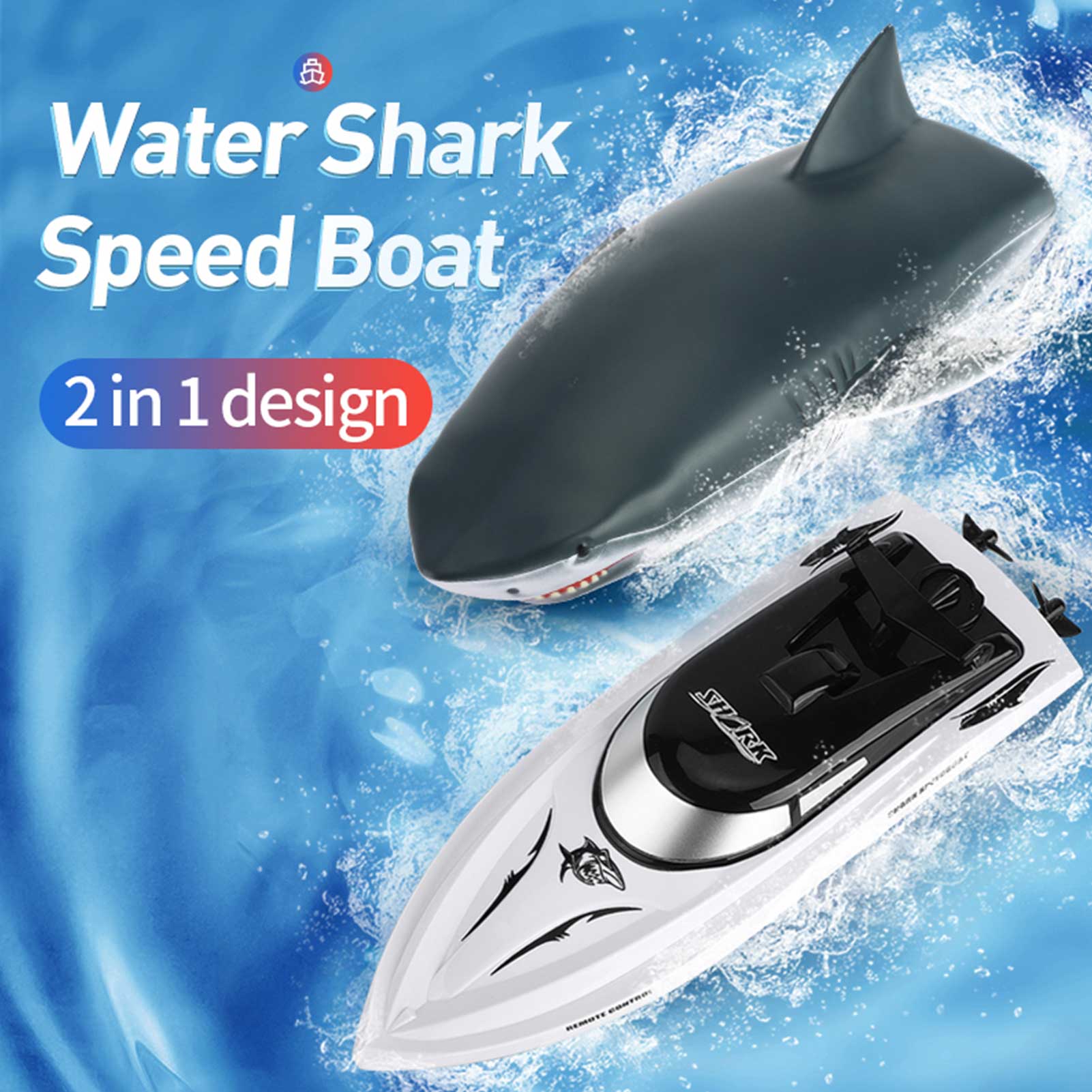 2.4G Rc Shark 2 In 1 High-Speed Afstandsbediening Simulatie Shark Rc Boot Speedboot Rc speelgoed Voor Kinderen Verjaardagscadeautjes