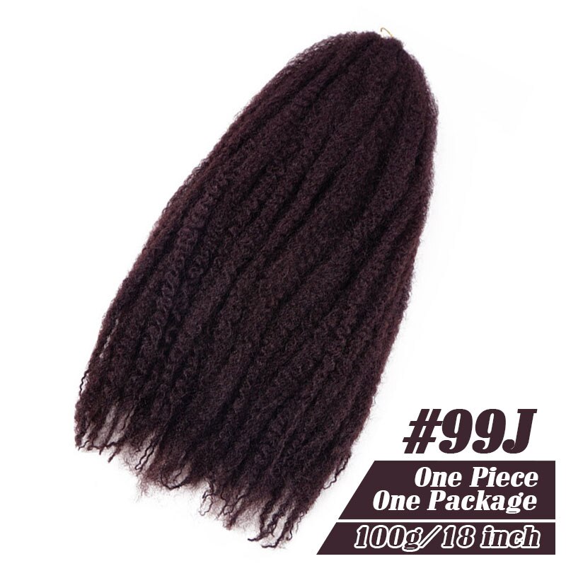 18 Inch Marley Braids Twist Crochet Braiding Hair Burgundy Synthetic Afro Kinky Curly Marley Braids Hair Extensions: 99J