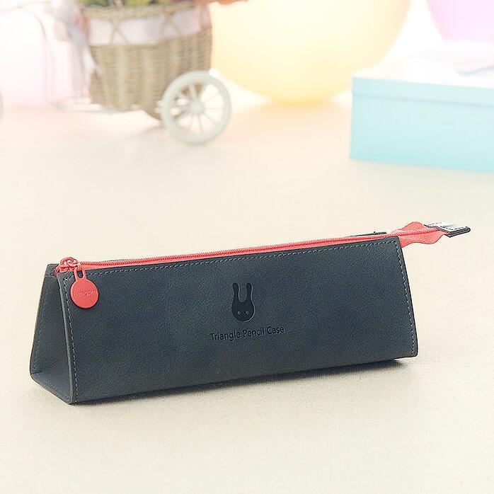 Estuche de lápices conciso de color sólido para chicas, estuches de lápices escolar para niñas, papelería, bolsa de lápices de lona, estuche escolar: Black
