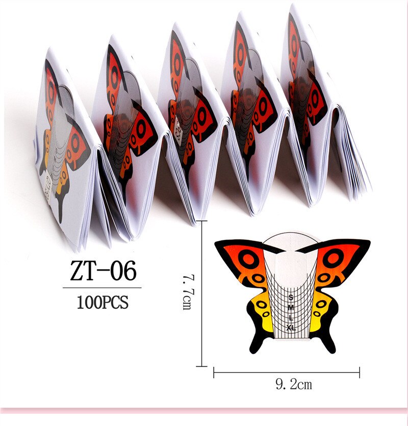 100 pièces poisson forme Nail Art français acrylique UV Gel conseils Extension Curl constructeur forme pochoir manucure outil autocollant pour polonais Guide: 6