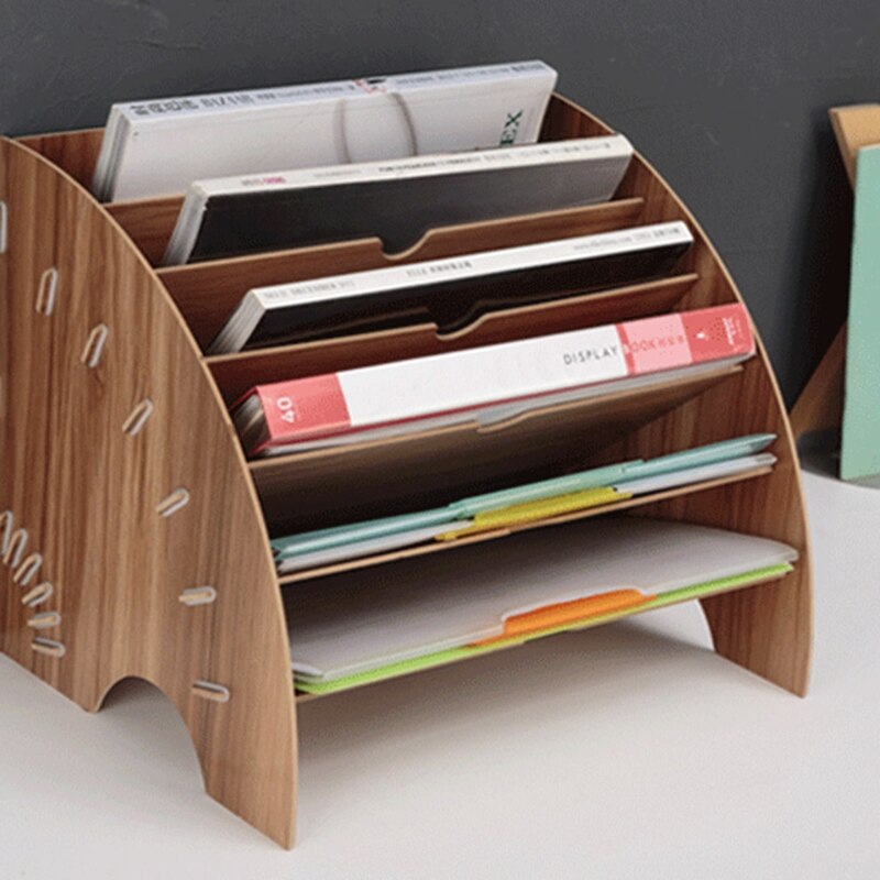 W kształcie wachlarza drewniany ambona uchwyt na dokumenty organizator na biurko DIY dokument szafa na dokumenty wielofunkcyjny magazyn półka na książki