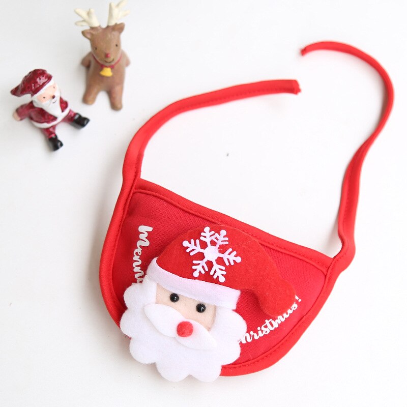 Bandana de noël pour chien, chapeau de père noël, écharpe pour chien, bavoir Triangle, Costume de noël, pour petits, moyens et grands chiens, chats: Rouge / S(1-4kg)