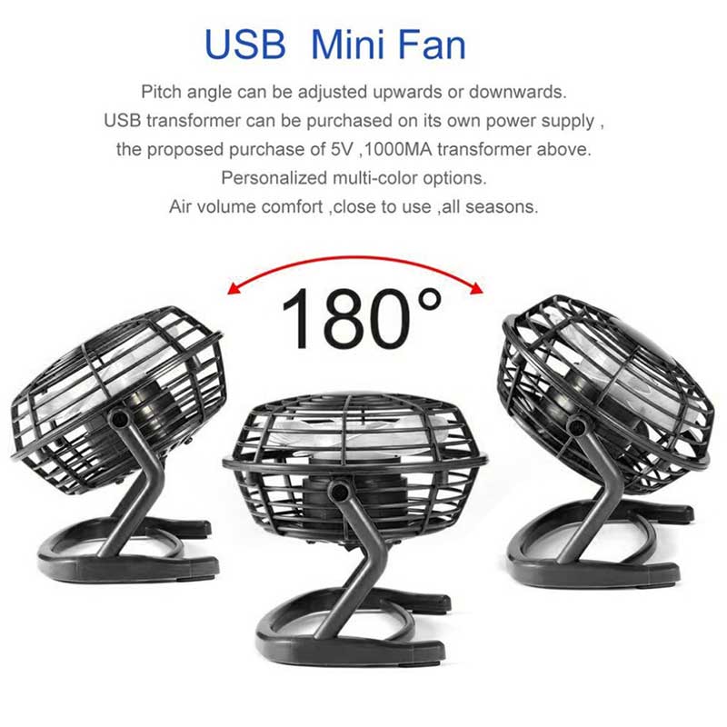 Usb genopladelig klips desktop/bord ventilator mini bærbar klemme ventilator roterende ventilator med luftkøler ventilator