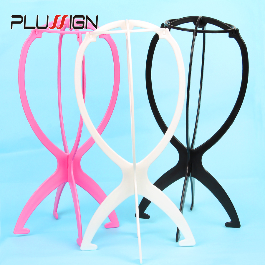 Hat paryk display stander sammenfoldelig bærbar paryk stander til styling tørring gør parykker paryk holder 1pc sort hvid pink