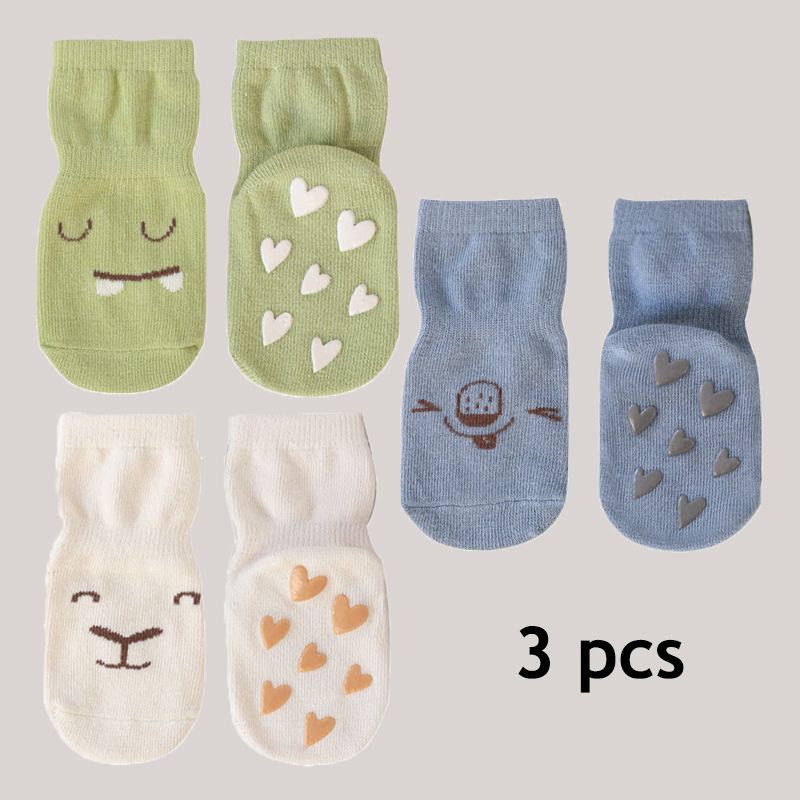 3 szt. Wiosenne skarpety dziecięce dla dziewczynki chłopiec kreskówka zwierzęta drukuj skarpetki dziecięce akcesoria dla dzieci bawełniane rzeczy o wysokiej elastyczności antypoślizgowe: 3 szt 10 / 12 m