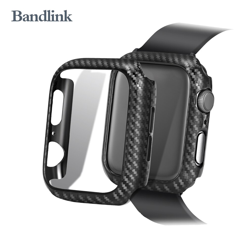 Hoesje voor apple watch  se 6 5 4 3 2 1 38mm 40mm horlogehoes beschermhoes koolstofvezelpatroon pc-hoes voor iwatch 6 se 42mm 44mm