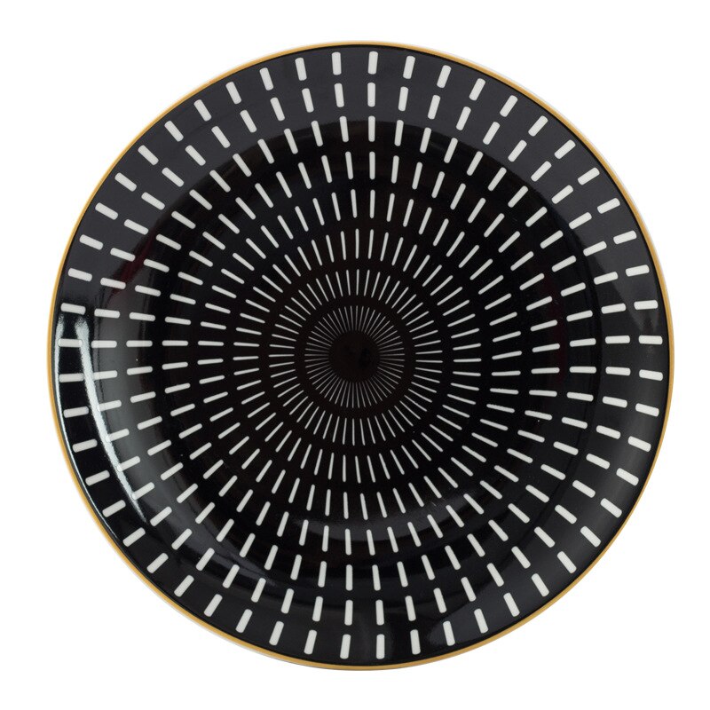 Round Strip Ceramic Dinner Plate 6 Inch 8 Inch 10 Inch Dish Dessert Plate Snack Plate Decoration Tableware Dinner Set: B / 8 Inches