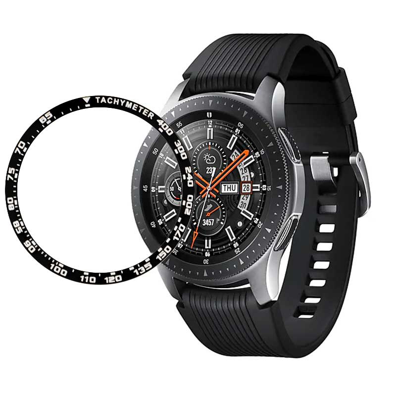 Anillo biselado para Samsung Galaxy Watch, 46mm, 42mm, Frontier/Classic, funda protectora de Metal para Samsung Gear S2 S3, funda de reloj: Style B Black / Watch 46mm-Gear S3