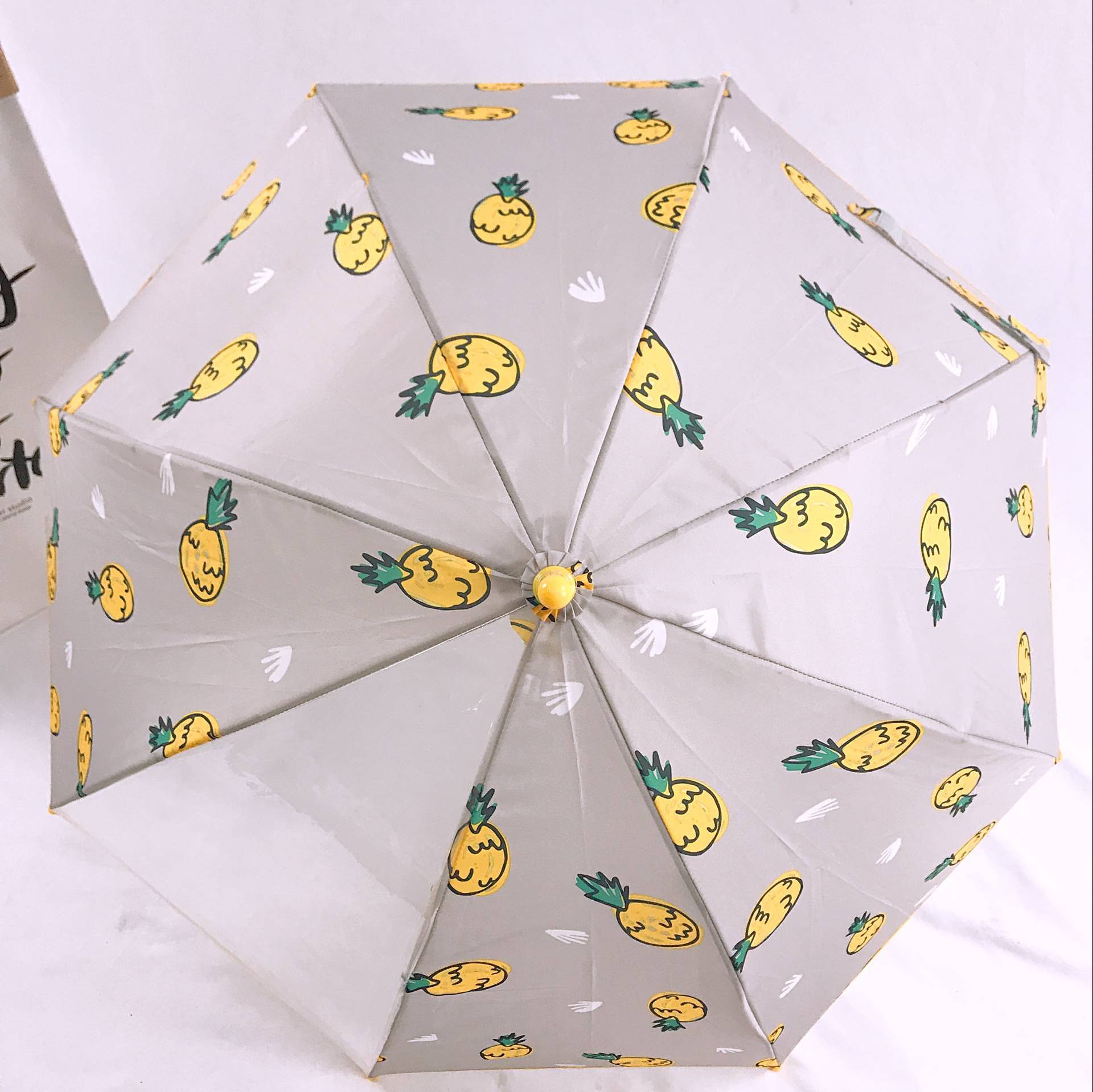 Parasol 6 couleur enfants parapluie 8 os nordique mignon dessin animé Animal parapluie ananas prune imperméable parapluie: Gray Pineapple