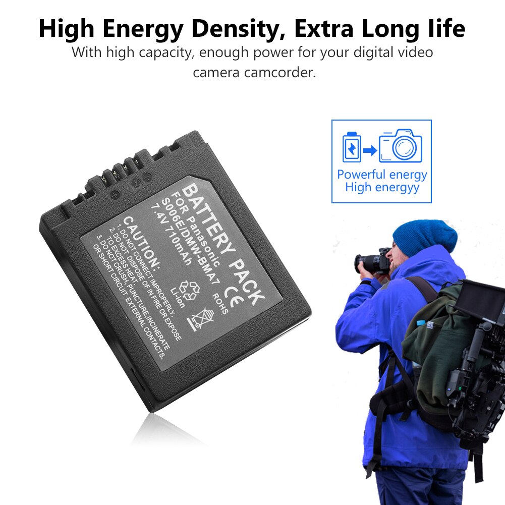 1/2 Pcs 7.4V 710mAh Li-ion Lithium Battery S006E CGR-S006E DMW-BMA7 For Panasonic Lumix DMC-FZ7 DMC-FZ8 DMC-FZ18 DMC-FZ28 Camera