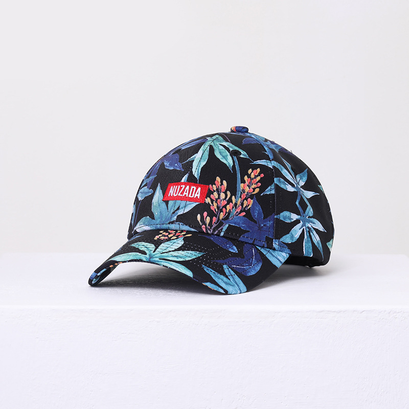 Baseballpet heren dames bloemen verstelbare snapback pet straat hiphop petten stijl: Zwart esdoornblad