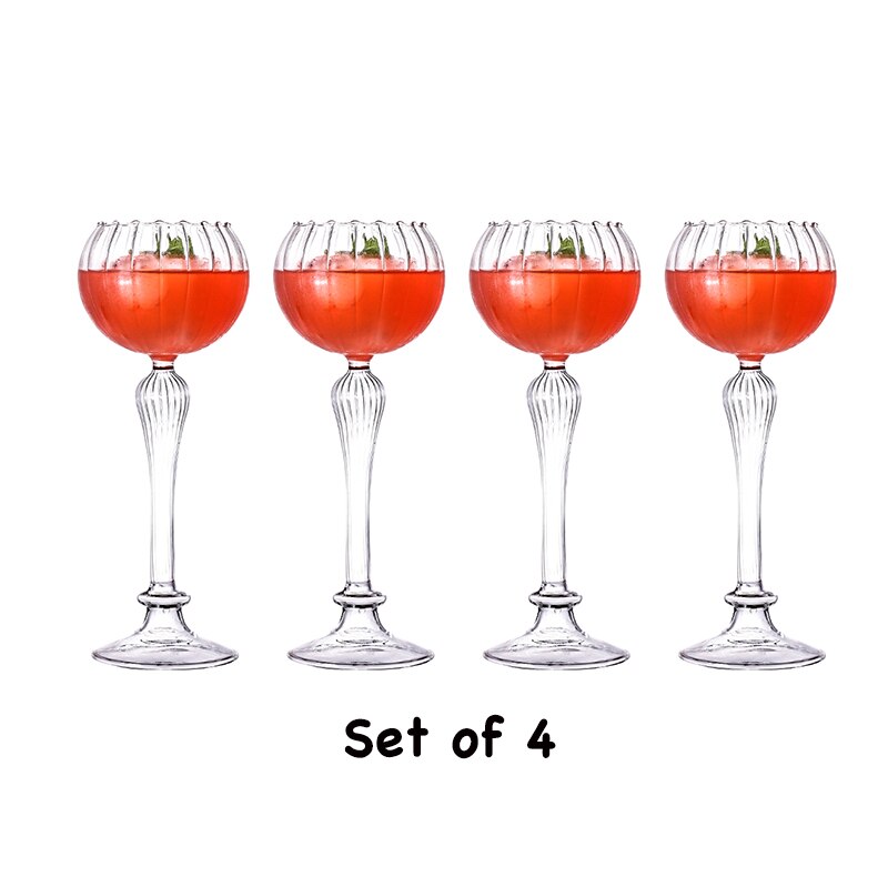 4PCS Pumpkin Cocktail Glass , Wine Glass, Water Cup, 300ml suitable for family/bar/party Set of 4: Default Title