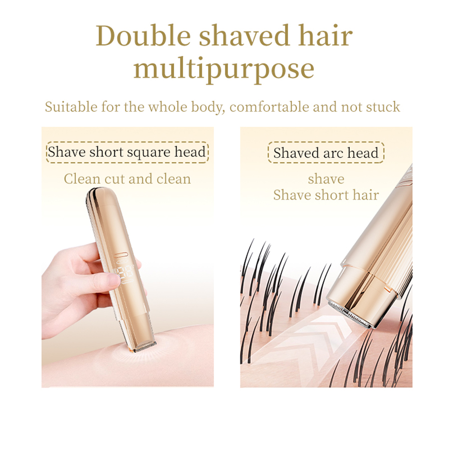 Kvinders elektriske barbermaskiner 2 in 1 dobbelthoved smertefri bikinitrimmer våd og tør brug til kvinder kønsbehåring aftageligt hoved elektrisk barbermaskine