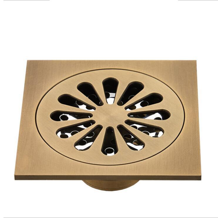 Antiek Messing Gesneden Flower Art Badkamer Accessoire Afvoerputje Afval Grate100mm * 100Mm: 3