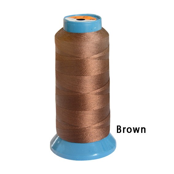 1 rouleau de fil à tisser dix couleurs, fil Polyamide haute intensité, 12 aiguilles à tisser de 9cm/aiguilles de type C/aiguille incurvée: Marron