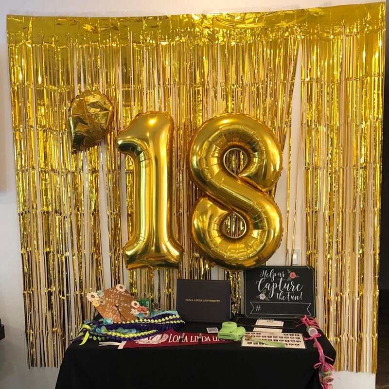 100X200Cm Goud Folie Gordijn Metallic Klatergoud Folie Fringe Gordijn Party Decor Foto Achtergrond Verjaardag Bruiloft Viering
