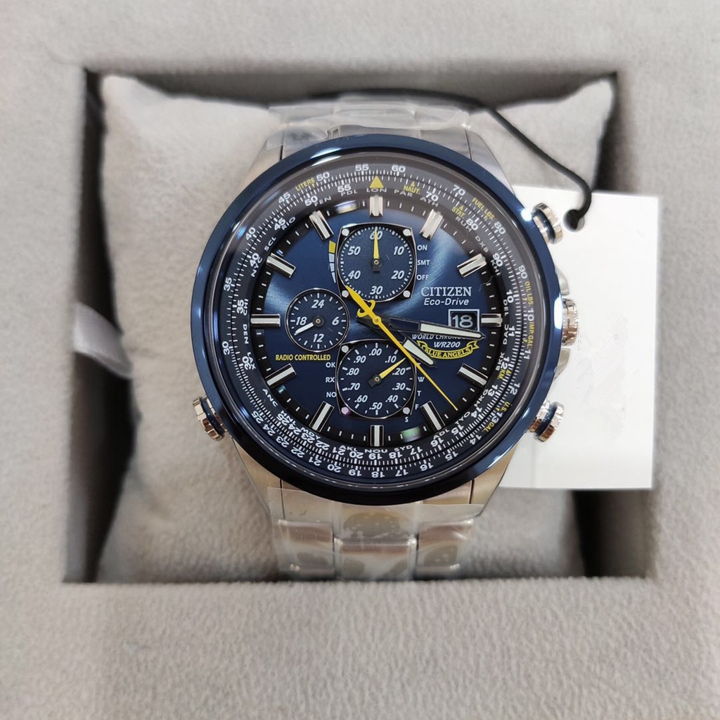 Luxo japão marca relógios de quartzo negócios casual aço/pulseira couro relógio masculino azul anjos world chronograph relógio pulso