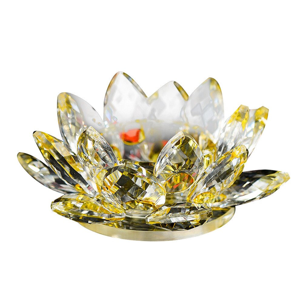 7 Kleuren Crystal Glas Lotus Bloem Kaars Thee Licht Houder Boeddhistische Kandelaar: C