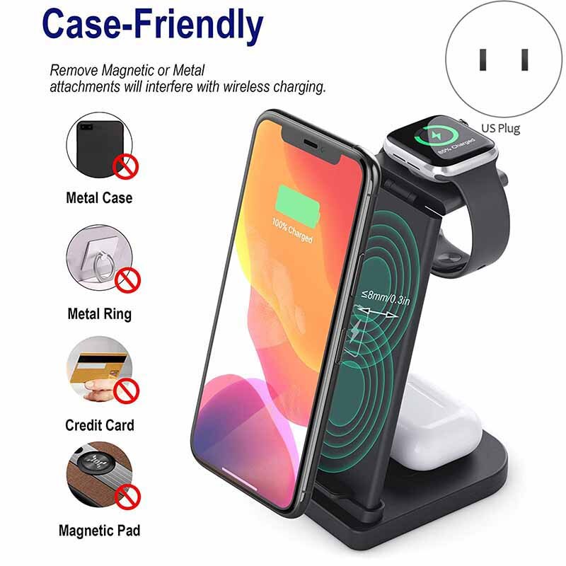 3 In 1 Draadloze Oplader, snelle Draadloze Opladen Dock Stand Voor Iphone 12/12Mini/11/11 Pro Max/Xr/Xs