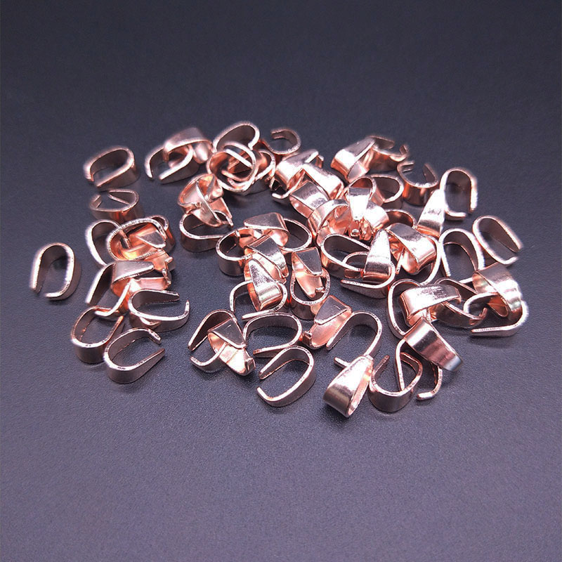 50 stücke 7x4/9x5mm Anhänger Halskette Schnalle Schließe Stecker, prise Clip Bail Anhänger Haken DIY Schmuck Erkenntnisse Zubehör: rose gold / 7x4mm