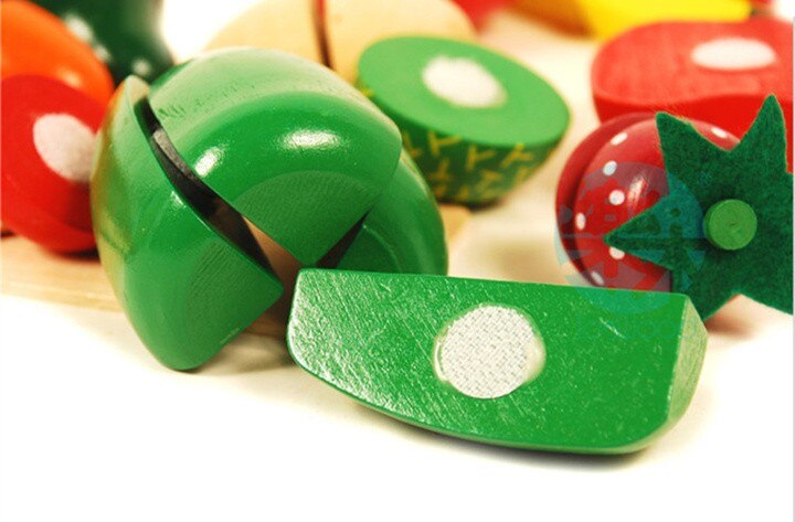 [Funny] Cut Fruits and vegetables food game the wooden barrel Fancy early Educational toys simulation kitchen play toy baby