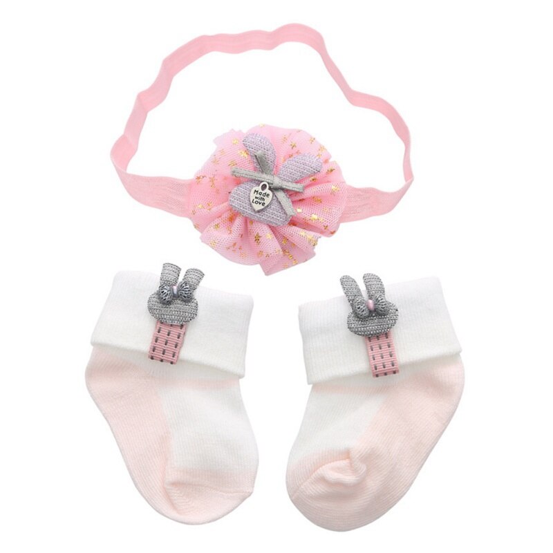 0-12M Kleinkind Baby Großen Samt strecken Haarband Krone Blume Unterhose Weiche Nicht-Unterhose Baumwolle Socken 2 stücke freundlicher freundlicher Headwear