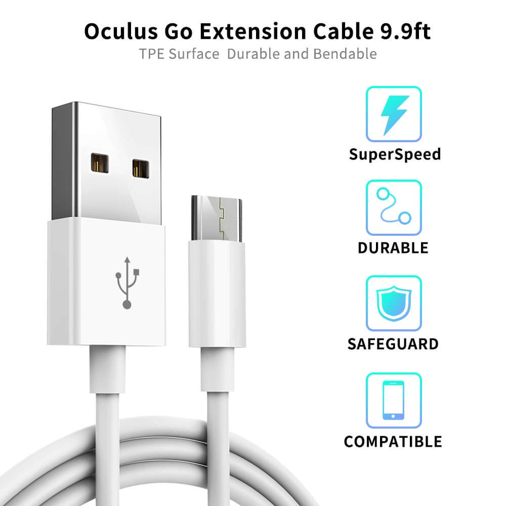 Veer vr oculus go case met verlengsnoer stroomkabel